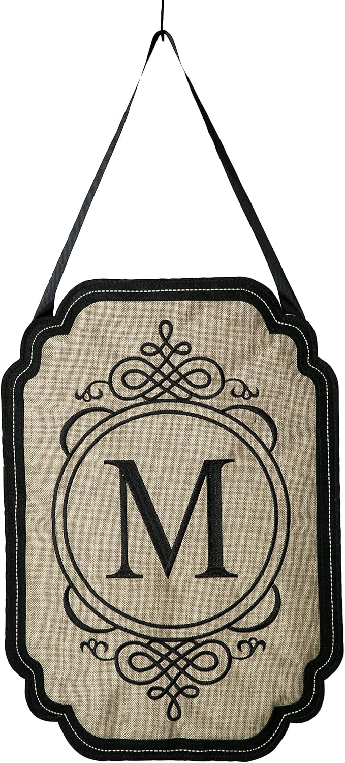Evergreen Flag ZGR2DHB18M Letter M Monogram Door Decor
