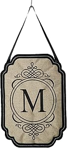 Evergreen Flag ZGR2DHB18M Letter M Monogram Door Decor