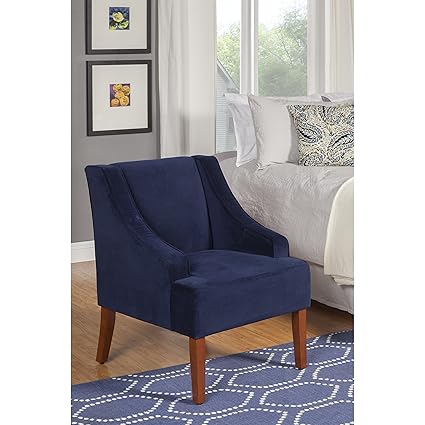 Amazon Com Unique Homepop Ink Navy Swoop Arm Velvet Accent