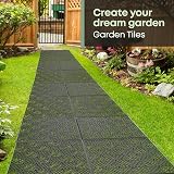 FiNeWaY 9pc Garden Plastic Tiles Interlocking Grey Non-Slip Weatherproof view 2