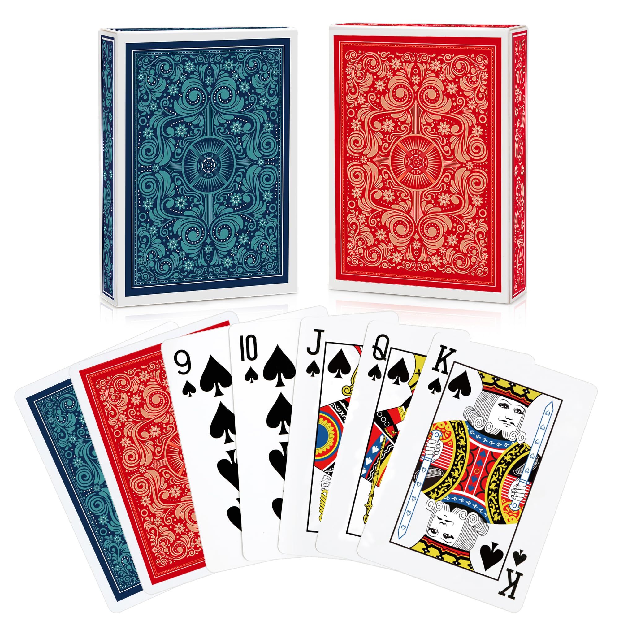 Aomaic 2 Pack Playing Cards Decks of Cards Poker Card for Adults Pack of Cards Professional Standard Index Playing Cards Set for Card Games Pinochle Cartas Magic Props — image 1