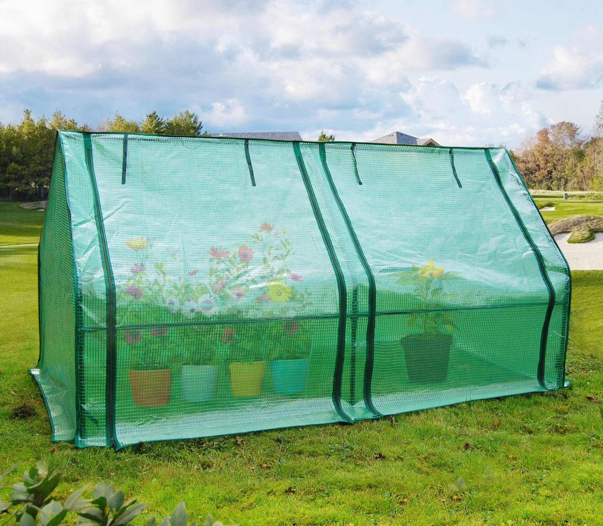 Quictent Updated Super Large Zipper Doors Mini Greenhouse Portable Cloche Green House 71" WX 36" D X 36" H - 50 Pcs T-Type Plant Tags Included