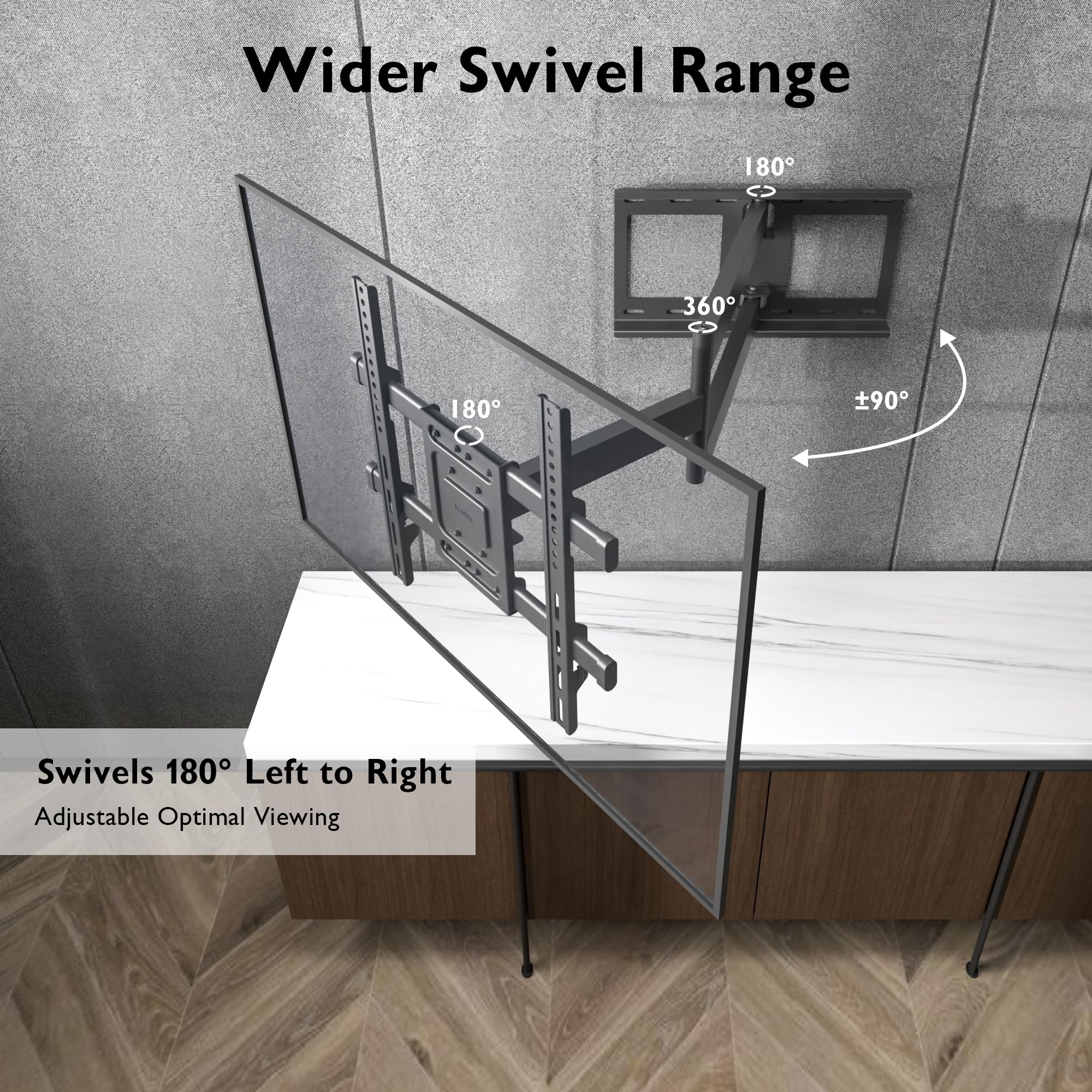 BONTEC TV Wandhalterung mit Extra Langem Gelenkarm 850mm für 32-70 Zoll LCD/LED/OLED Flachbildschirme bis 60 kg, Neigbar, Schwenk- und Drehbar, Fernseher Halterung, Max. VESA 400 x 400 mm 4