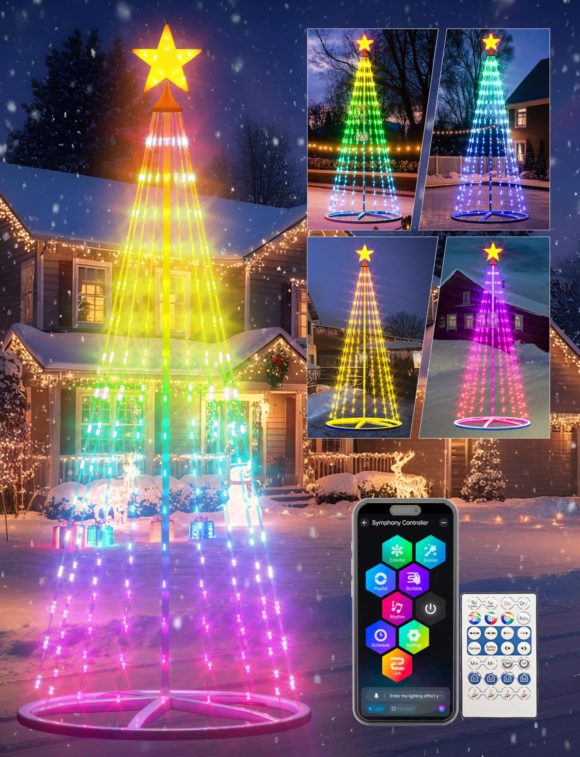 Photo 1 of *** SIMILAR IMAGE UNKNOWN SIZE OR MODEL**BraveDream 9ft Smart Lighted Christmas Cone Tree Outdoor, 16 Mil Color Changing, APP & Remote Control, Music Sync, Timer, Group Control, RGB Led Christmas Decorations for Indoor Outdoor