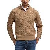 JEMLDL Men's Quarter Zip Pullover Sweaters Cable Knit Texture Slim Fit Mock Neck Sweaters