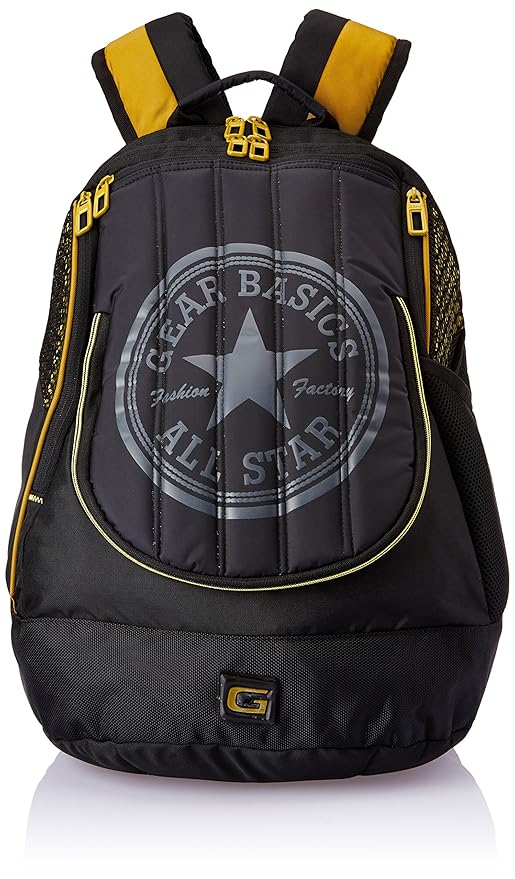 Gear 30 LTR Black and Yellow Casual Backpack (BKPAXIS000112)
