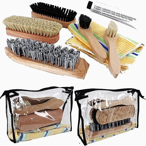 Dies&Das Centini Schuhputz-Set, 8-teilig: 1 Bundeswehr Schuhcreme 125 ml in Schwarz - Braun oder Farblos, 2 Glanz-, 2 Auftrag