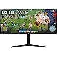 LG 34WP65G-B UltraWide Monitor 34" 21:9 FHD (2560 x 1080) IPS Display, VESA DisplayHDR 400, AMD FreeSync, Height and tilt Adj