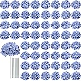 AVIVIHO 65pcs Fake Flowers Dusty Blue Hydrangea Artificial Flowers Bulk (Not Squished, No Steaming Need) Silk Flowers with Stems for Wedding Decor,Home,Baby Shower,Table Centerpieces Decoration
