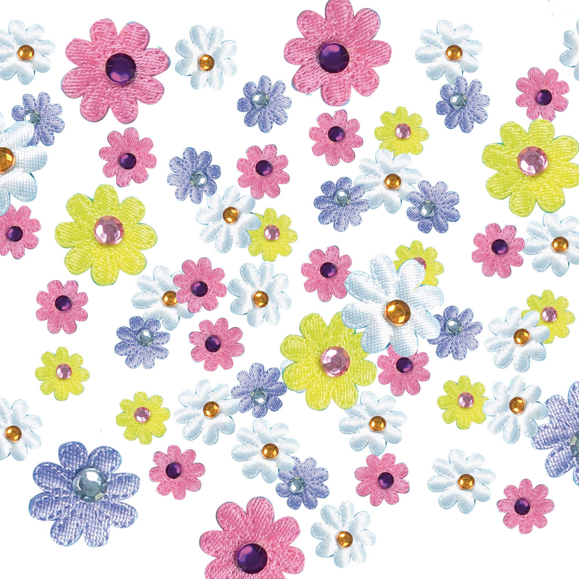 Baker Ross E8826 Self Adhesive Satin Gem Flower Stickers, For Kids To Decorate in Arts and Crafts (Pack of 60)