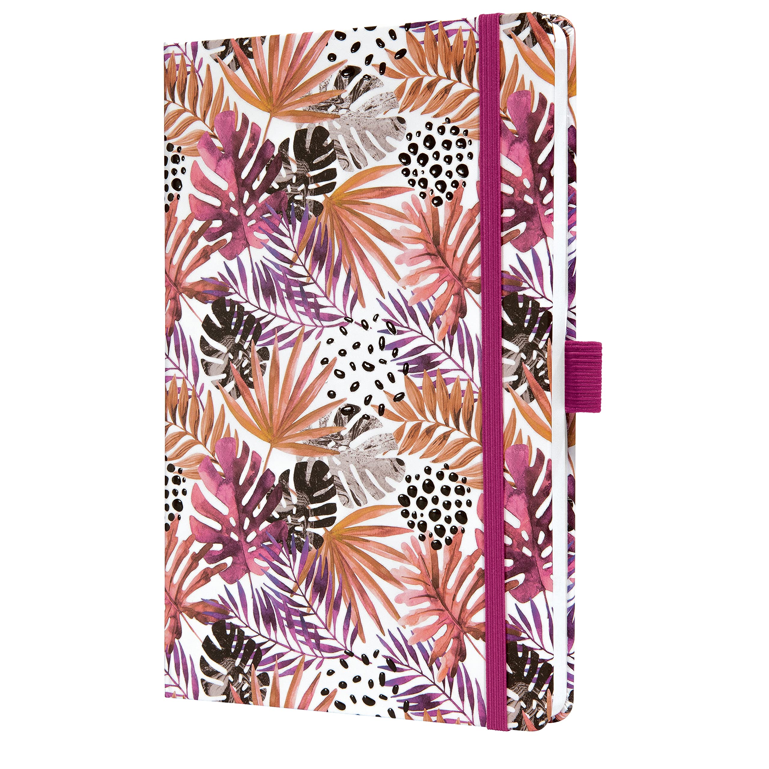 SIGEL JN355 Jolie Notebook, Apricot Jungle Fever, lined, 13,5 x 20,3 cm, hardcover, 174 pages, apricot, violet, purple