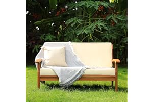 IDZO Laurent 800lbs Capacity Acacia Outdoor Loveseat, FSC Certified 2 Seater Patio Sofa with 3.9in Thick Cushions, Teak Finish Porch Couch for Garden Backyard
