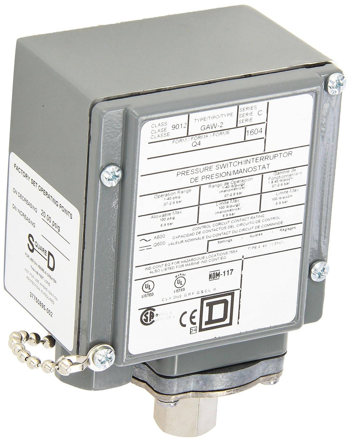 Square D by Schneider Electric 9013FHG4J27M1X Pressure
