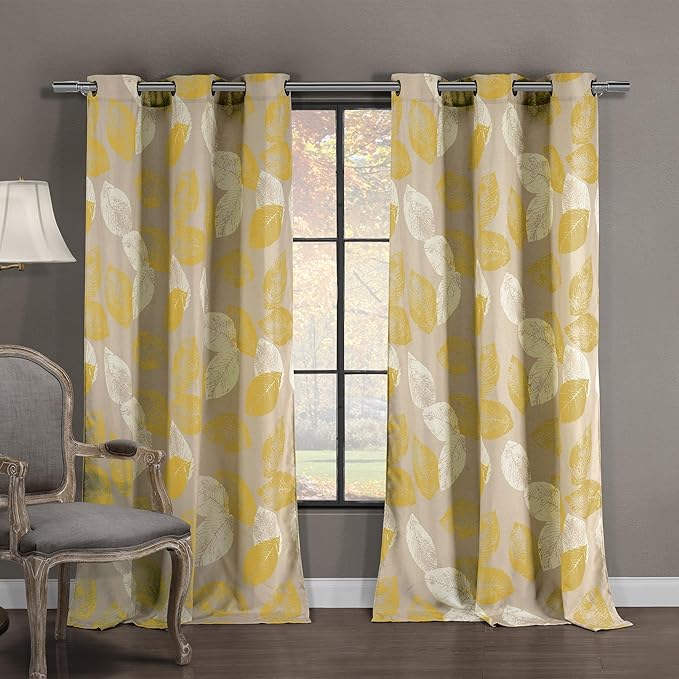 Mezcla de lino con textura floral hojas ojal superior ventana cortina