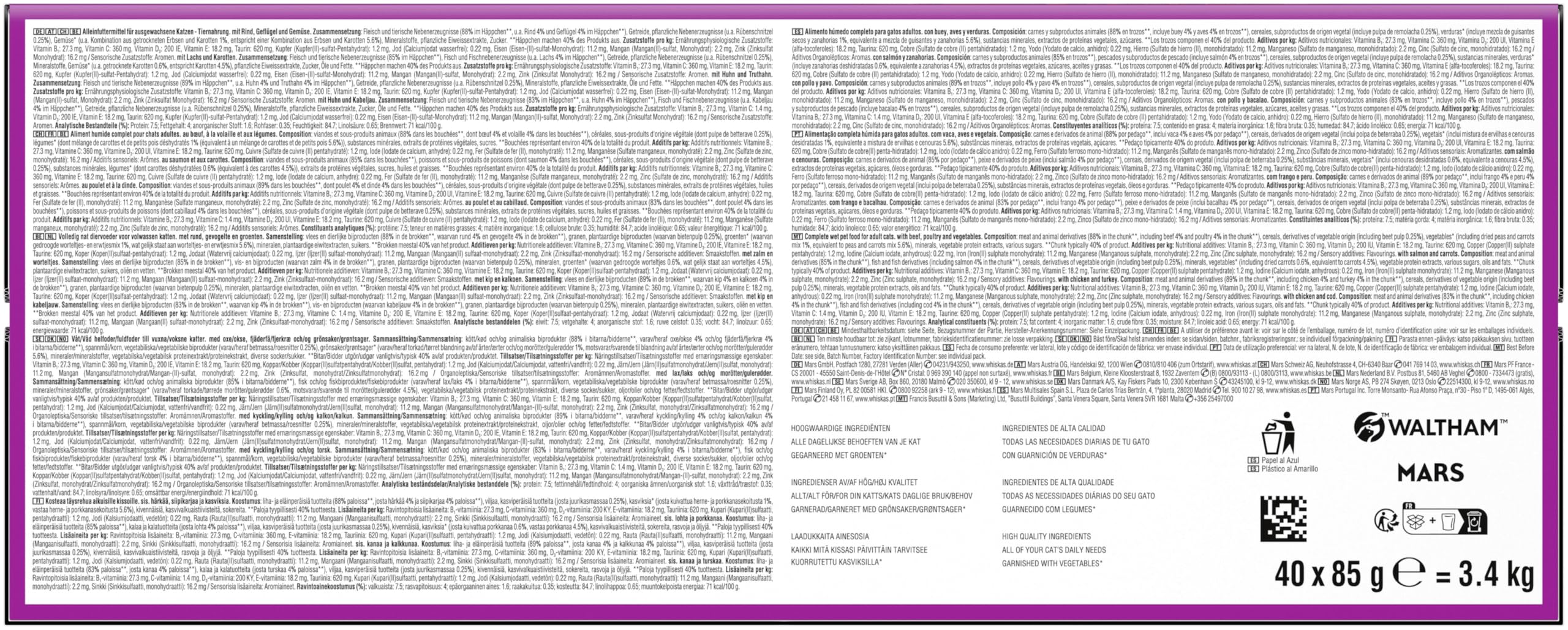 WHISKAS TASTY MIX Nassfutter in Sauce für Katzen 40 x 85g Chef’s Choice 3