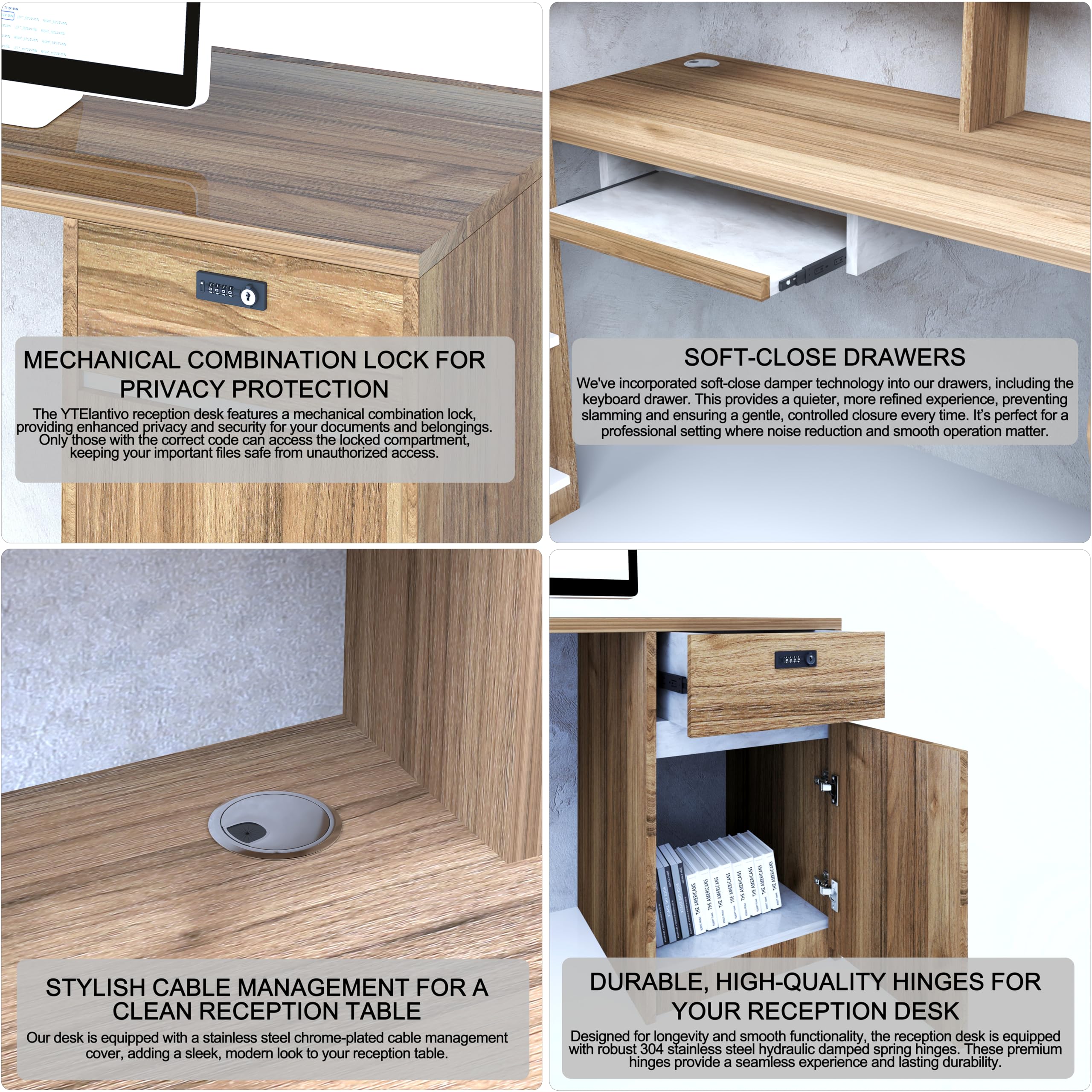 YTElantivo L-Shaped Reception Desk with Counter and