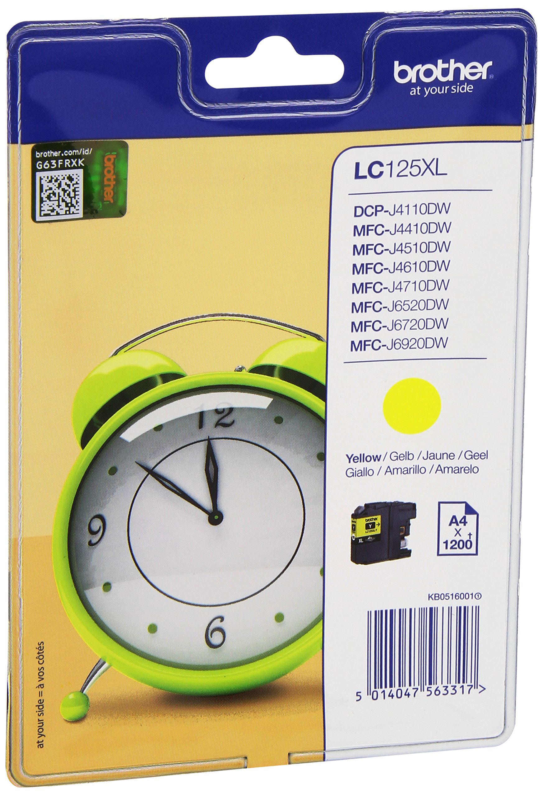 Brother LC-125XLY Brother LC123 Inkjet Cartridge, Yellow