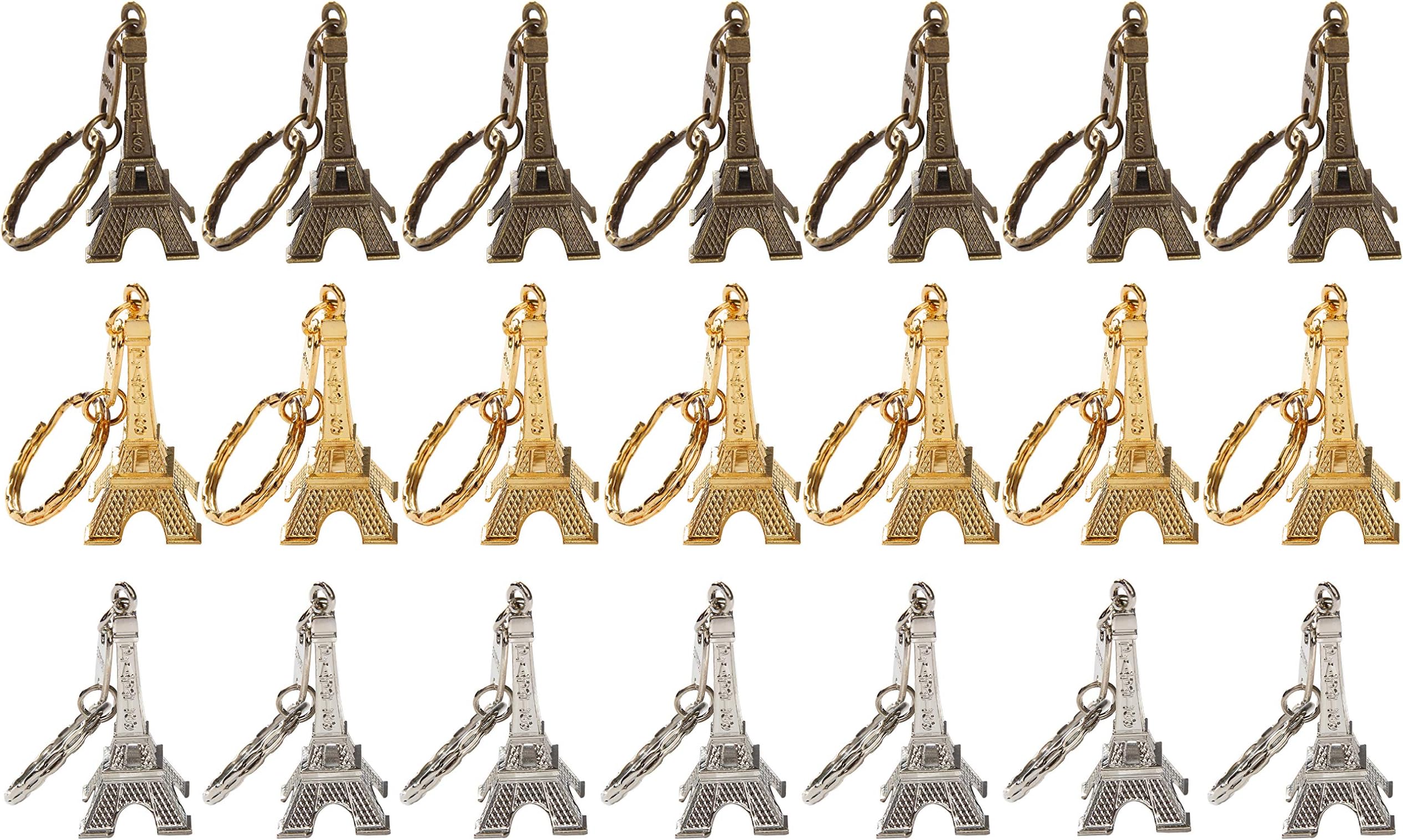21 pcs/lot 3D Eiffel Tower French Souvenir Paris Keychain Cute Adornment Keyring (Gold Silver Bronze)