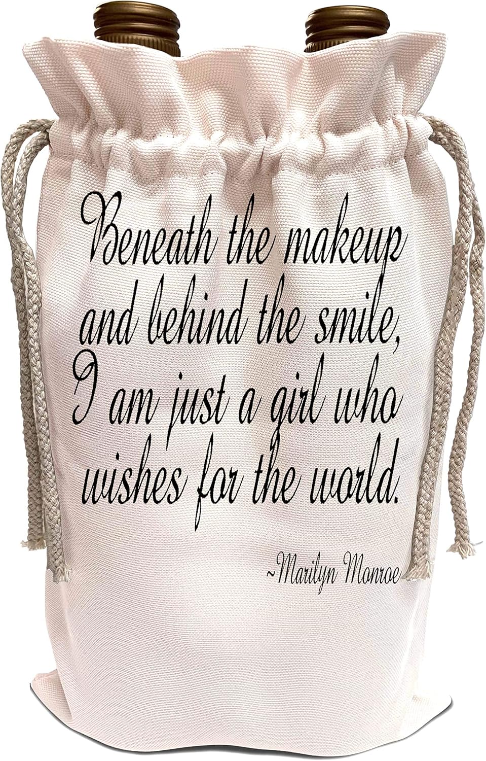 3dRose ToryAnne Collections Quotes - Beneath the makeup and behind the smile - Wine Bag (wbg_163986_1)