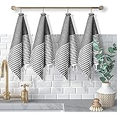 Softopia Cotton Turkish Kitchen Towels 18x26 Inches with Tassels - 4 Pack - Absorbent, Durable, Soft 100% Cotton Dish Towels for Drying & Cleaning - Machine Washable, Quick Dry - Black
