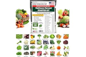 SEED TRUST CA SeedTrust CA 18,000 Non GMO Heirloom Seeds for Planting Vegetables & Fruits (33 Variety Pack) - Gardening Seed Starter Kit, Survival Gear Food, Emergency Supplies – USA