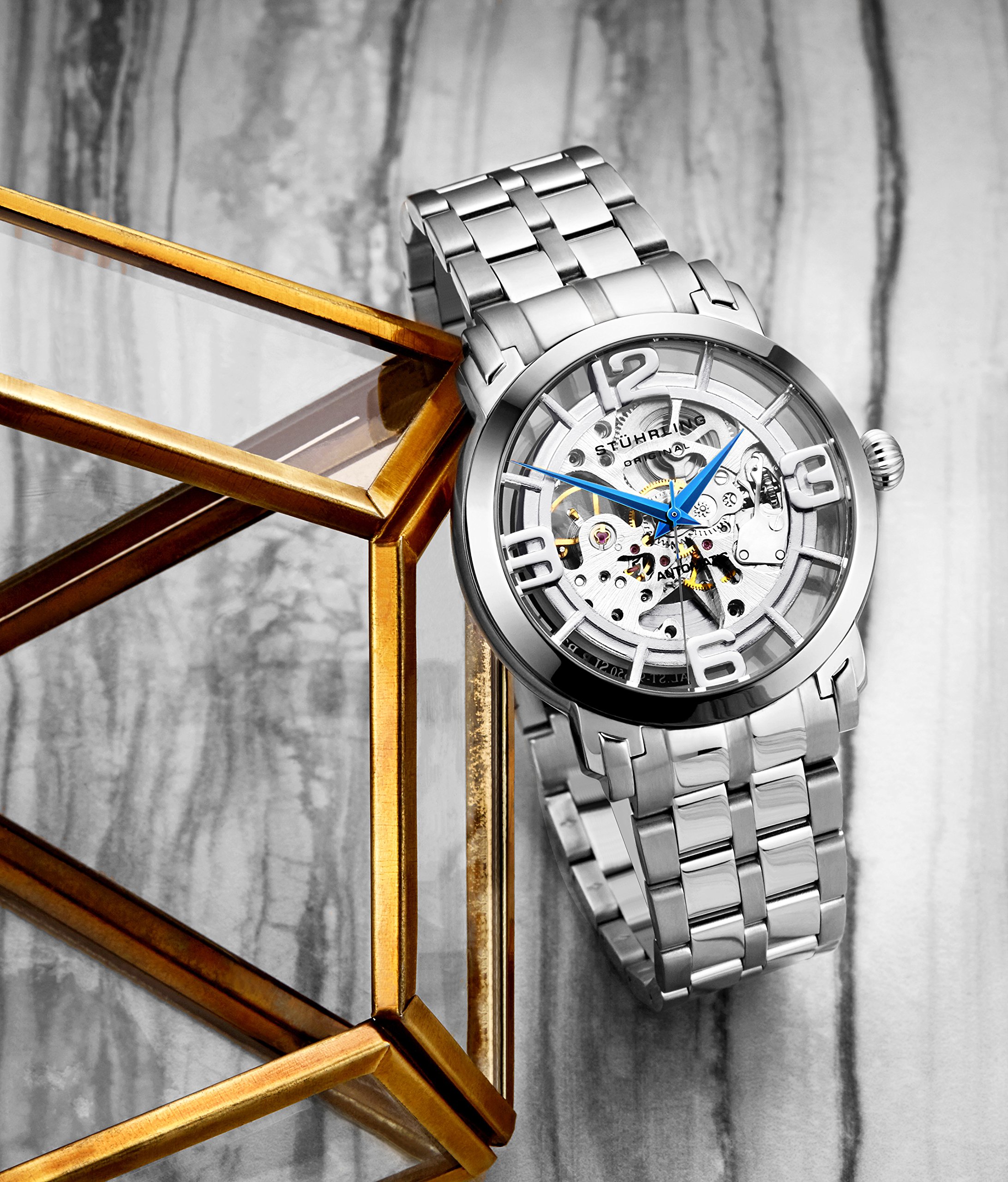 Stuhrling Original Skeleton Watches for Men - Automatic Mens Dress Watch - Winchester 44 Elite Mechanical Watch (Silver)