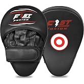 Boxing Pads Curved Focus Mitts, Maya Hide Leather Hook and jab Training Pads, Adjustable Strap Ventilated, MMA Muay Thai Kickboxing Coaching Martial Arts Punching Hand Target Strike Shield