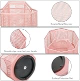 EXERZ Desk Organiser 360° Rotation 5 Compartments Light Pink Pen Holder view 6