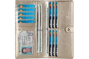 Lavemi Ultra Slim Thin Leather Women Wallet RFID Blocking Credit Card Holder Bifold Long Ladies Billfold