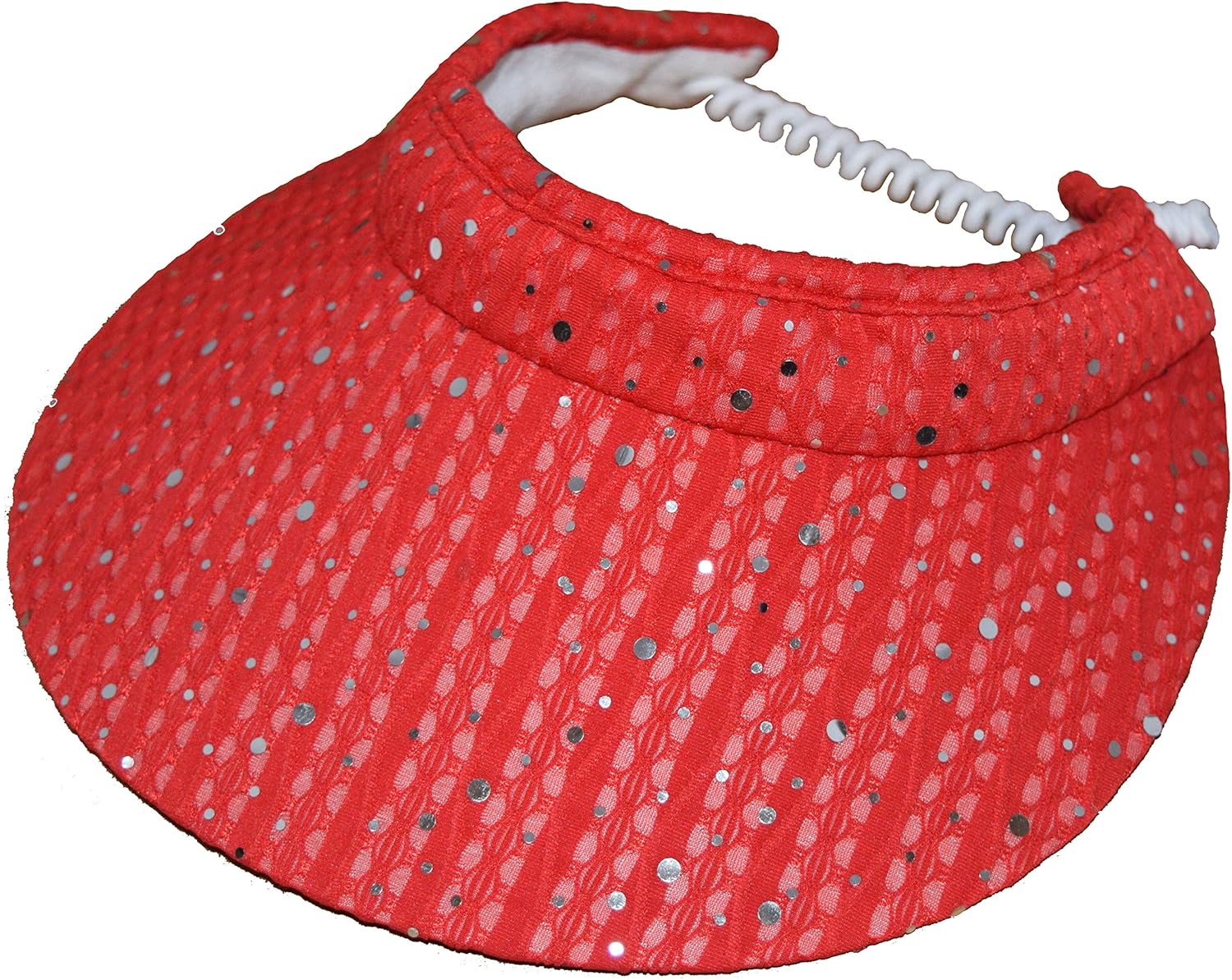 Cushees Sparkle Coil Back Sun Visor (621) (Red) at Amazon Women’s