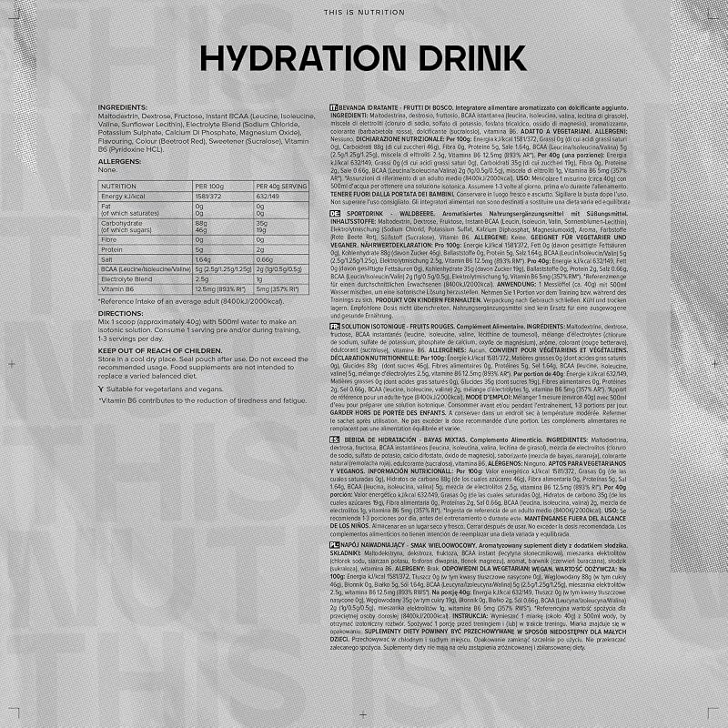 Hydration Powder, Mixed Berry, Frutti di Bosco, 2.5 kg