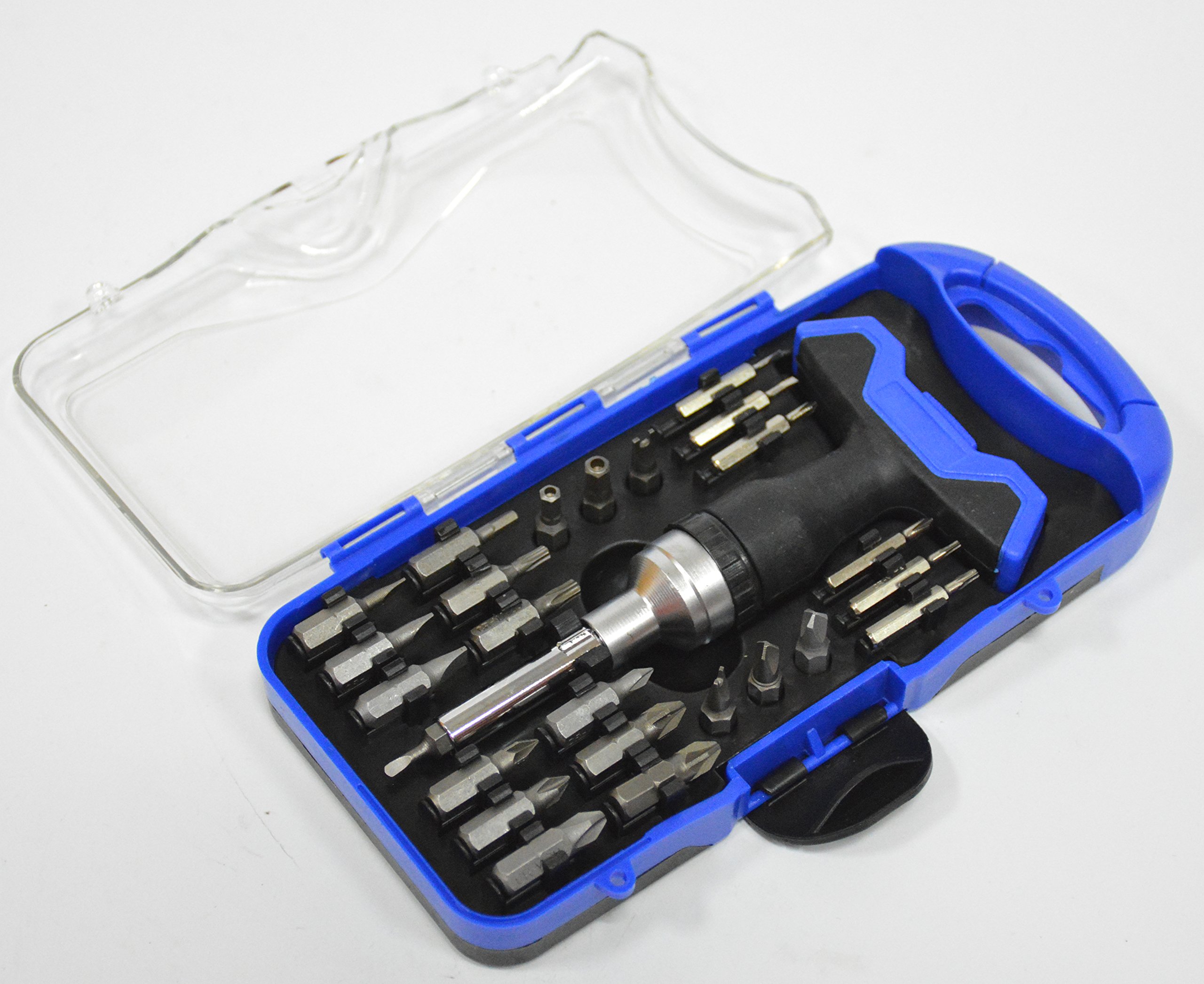 Screwdriver set, 26 can replace the high-strength screw head, removable more convenient, handle with forward and reverse conversion knob, can be used for daily maintenance of various home, demolition.