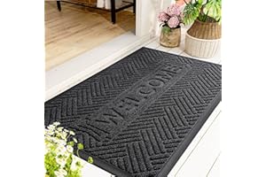 Mibao Front Door Mat Outside Entrance, Durable Outdoor Indoor Mat, Low Profile Heavy Duty Doormat, Non-Slip, Traps Dirt and Moisture, Easy Clean Patio Porch Entryway Mat, 29.5" x 17", Grey