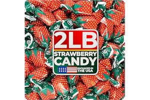 Strawberry Hard Candy Individually Wrapped by Cambie, 2 lbs of Strawberry Candy with a Deliciously Sweet Hard Exterior with a Soft, Fruit-Filled Center