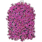 Hoppwodd Artificial Flower for Outdoors 4pcs Fake Lily Hanging Flower Baskets for Outside UV Resistant Silk Faux Long Trailing Vines for Garden Porch Patio, Fuchsia
