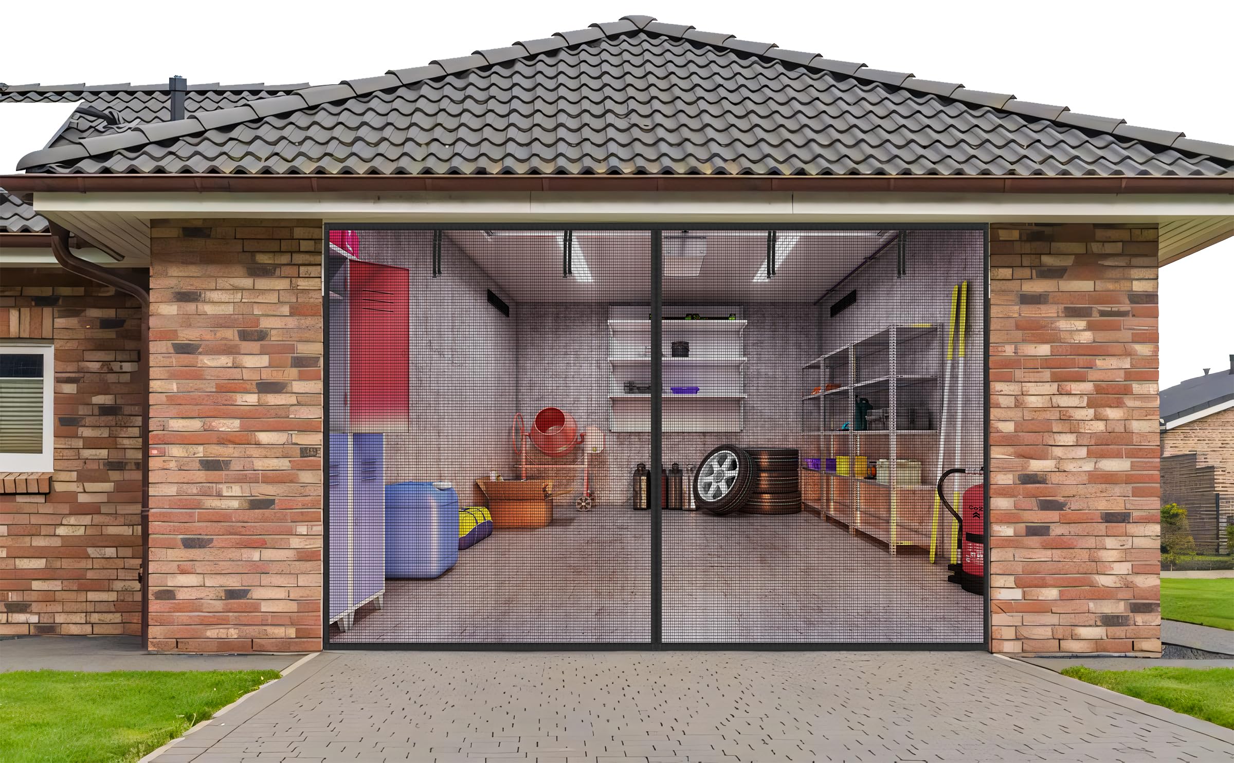 Outdoor Privacy Screen Magnetic Screen Door PET Mesh 72x80