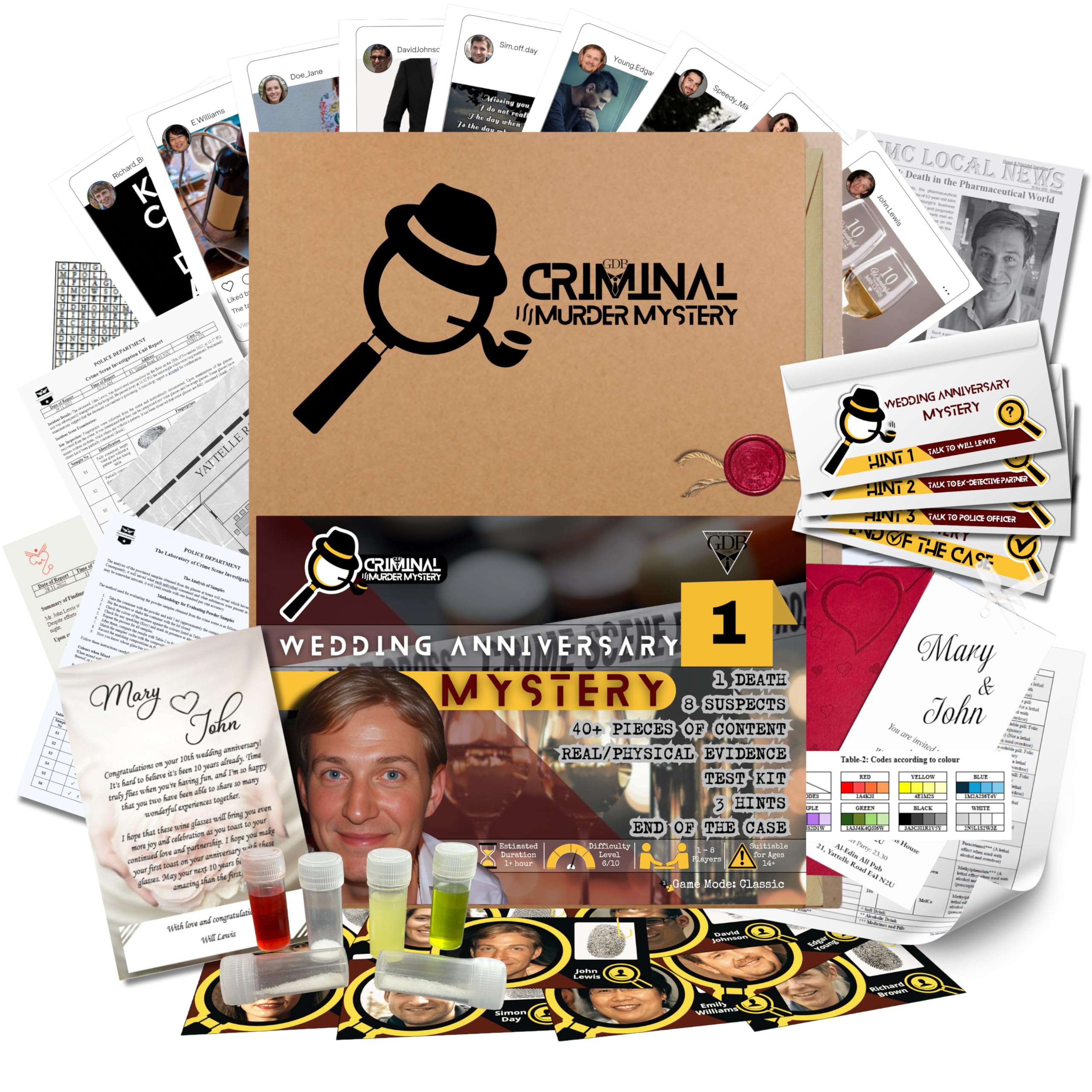 GDB Criminal Murder Mystery Game - Wedding Anniversary Mystery - Solve Cold Case Files - Hidden Crime Adventure Game with Fictional Case for Date Nights, Parties, or Family Gatherings - Detective Game