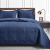 Love's cabin Quilts for Queen Bed Navy Blue Bedspreads - Soft Bed Summer Lightweight Bedspread Comforter - Modern Style Coin Pattern Coverlet for All Season - 3 Pieces (1 Quilt, 2 Pillow Shams)
