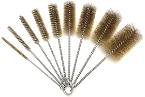 Ctsyuqoo Pipe Cleaning Brush Set with Brass Bristles, 9 Piece Variety Pack for Auto Parts, Bottles, Guns, Tubes, Etc.