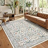 GarveeHome 8x10 Area Rugs, Washable Rugs for Living Room Non Slip Stain Resistant Ultra Soft Floral Rug, Boho Carpet Floor Mat for Bedroom Dining Room Nursery Playroom Office, Beige