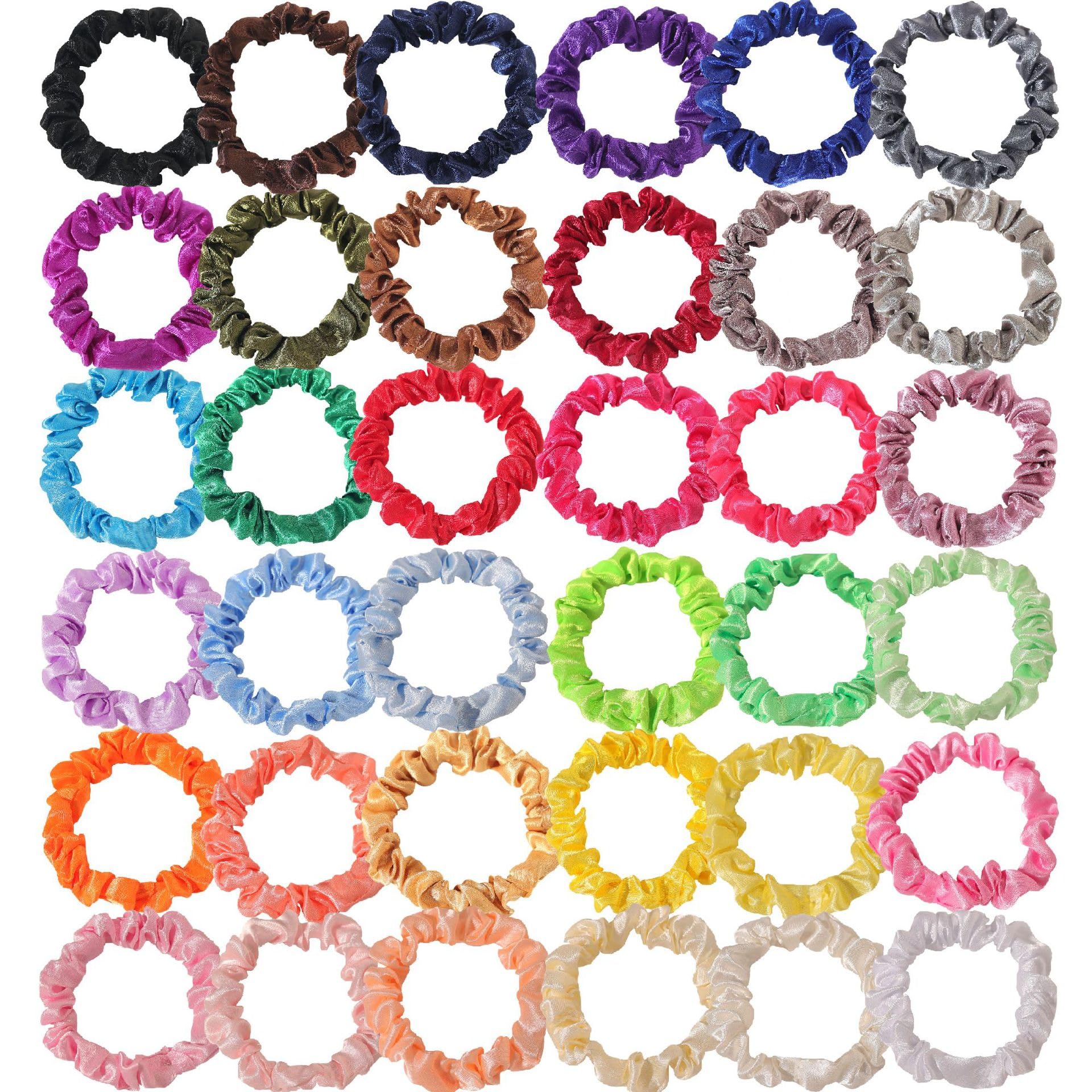 36 PCS Satin Scrunchies for Thin Hair, Small for Women, Mini Hair Ties for Sleep, Silk Bulk for Curly Hair