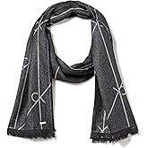 Calvin Klein womens Metallic Diagonal Ck Logo Scarf