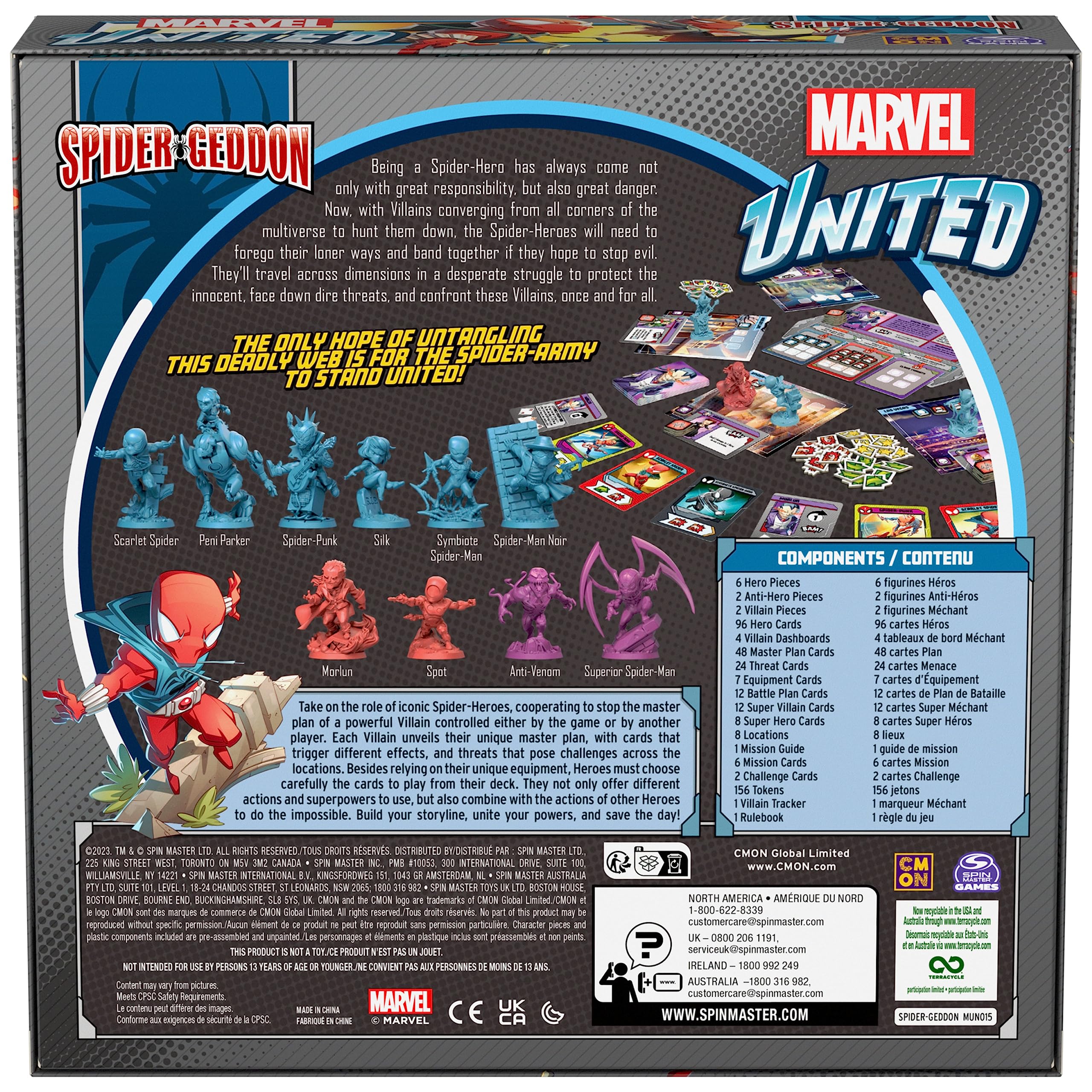 Spin Master Games, Marvel United: Spider-Geddon, Strategy Board Game, Collectible Spider Man Figurines, for Fans of Marvel Rivals & Action Movie Toys, 1-4 Players, for Ages 14 & Up