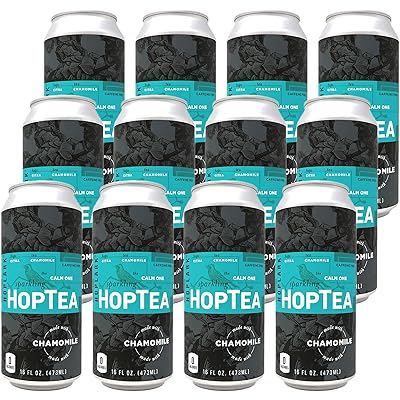 HOPLARK Sparkling HopTea - The Calm One (12 16oz Cans) - Craft Brewed Iced Tea - Organic, Gluten-Free, Non GMO, Zero Calories, Sugar-Free, Caffeine-Free, Unsweetened