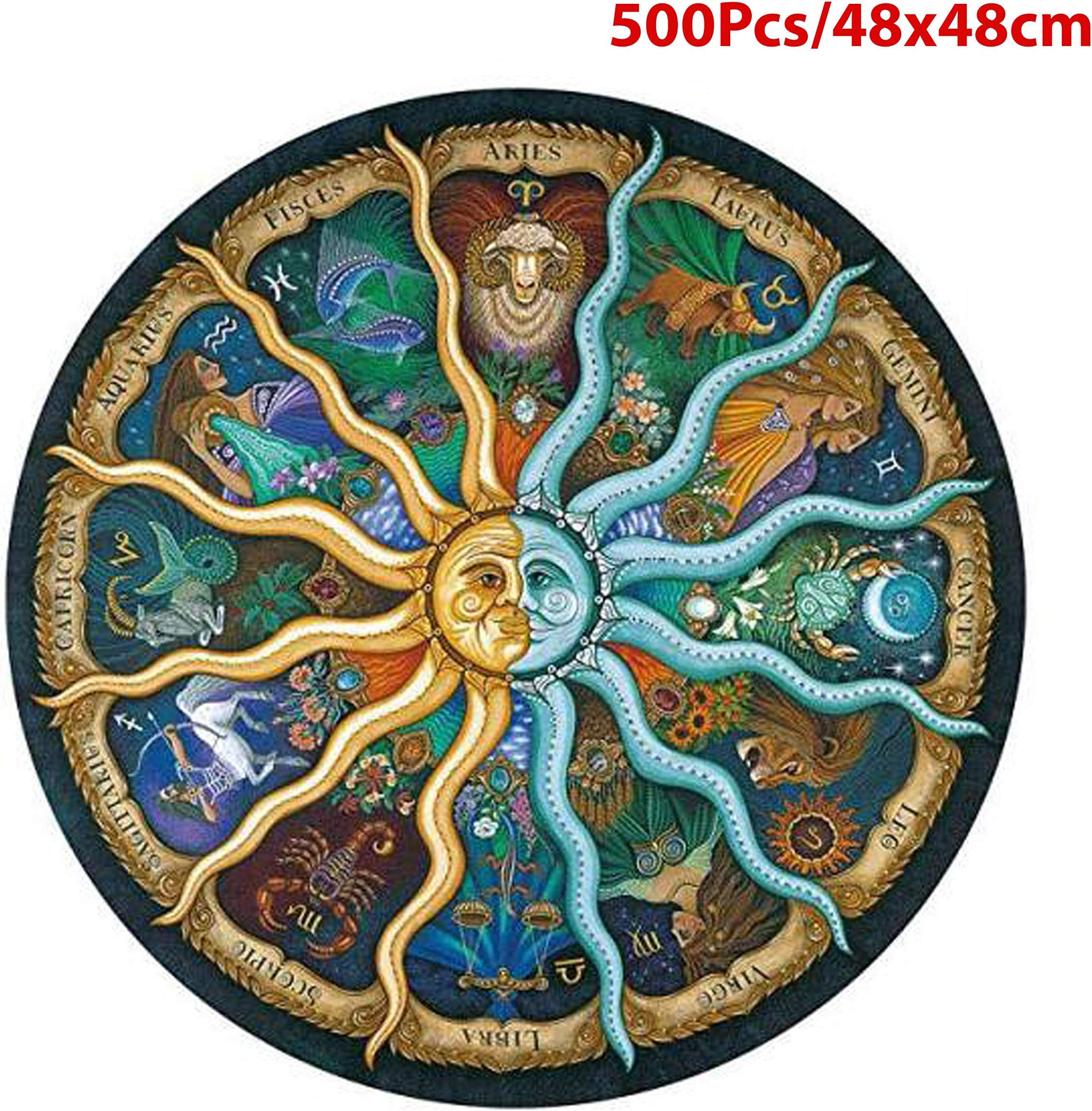 GrandeNero 1000 Pieces Gradient Rainbow Round Puzzle for Adults Large Round Jigsaw Puzzle