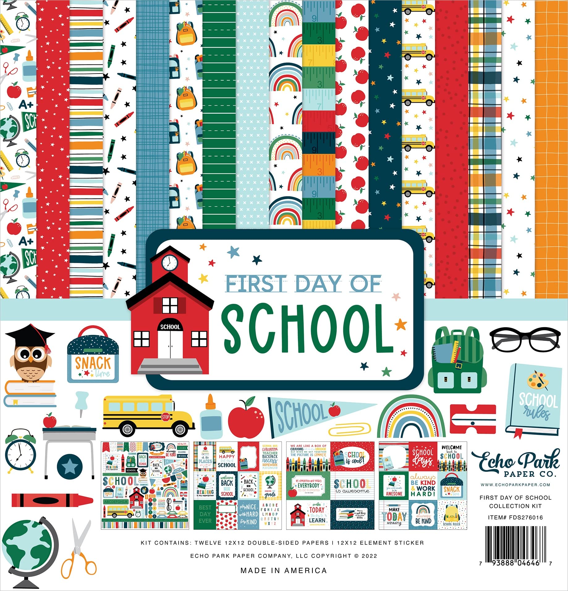 Echo Park Collection Kit 12"X12"-First Day of School -DS276016