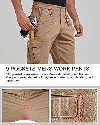 CNBQDD Work Pants for Men Construction Ripstop