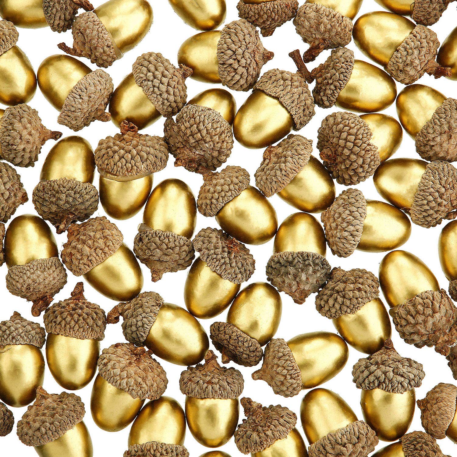 Photo 1 of Pangda 60 Pack Artificial Acorns Lifelike with Acorn Cap for Crafts Simulation Mini Acorn for Thanksgiving Decoration Christmas Tree DIY Wedding House Decor(Gold)