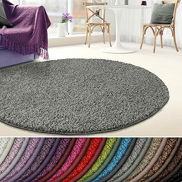 Casa Pura Tapis Shaggy Tapis Poil Long Tapis Doux épais Qualité Allemande Tapis Rond Tailles Et Couleurs Au Choix Barcelona 200cm Gris