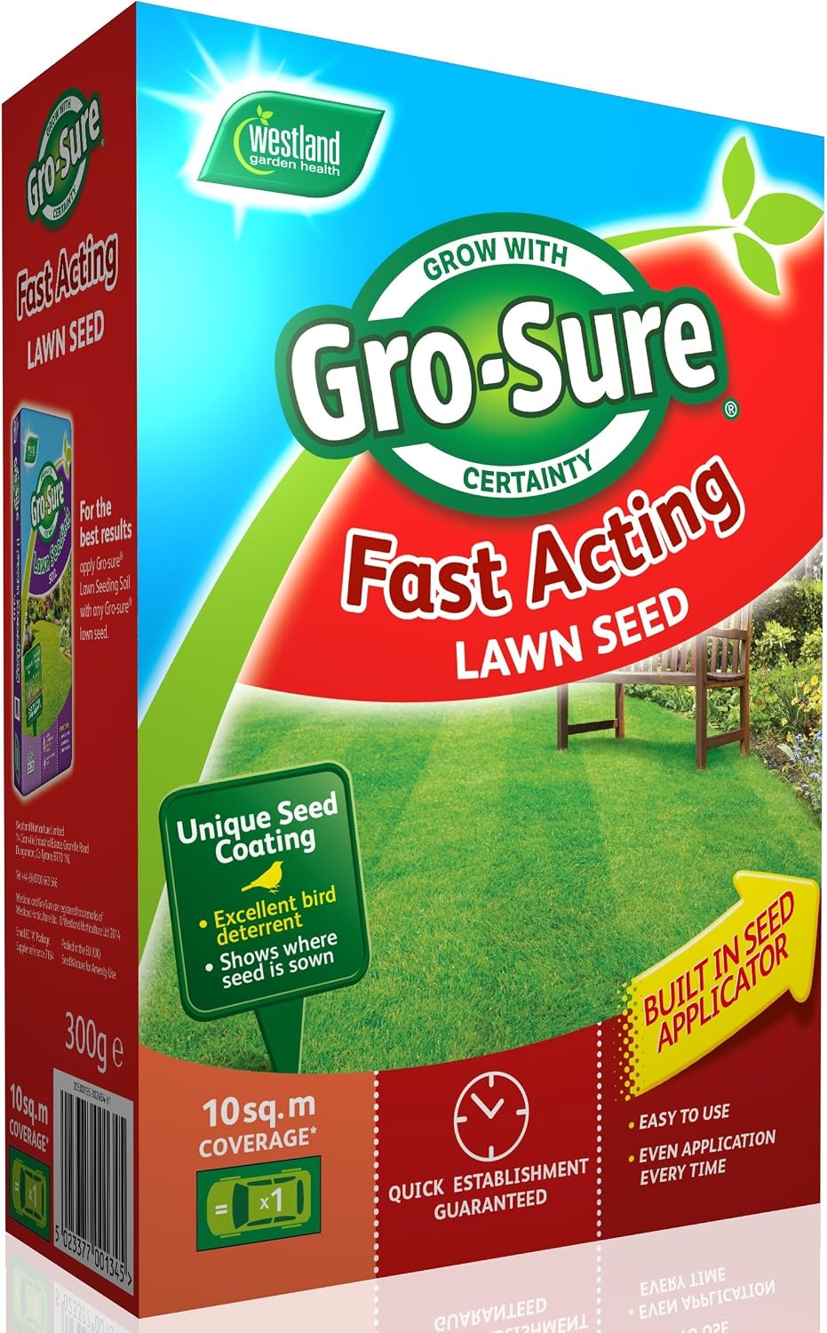 Gro-Sure Fast Acting Lawn Seed, 10 m2, 300 g, Blue,Green